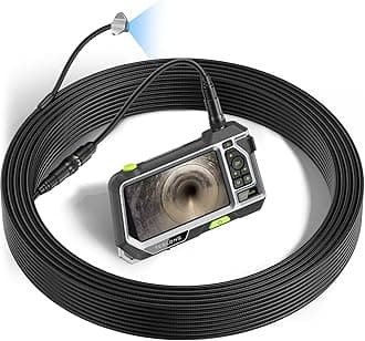 Teslong 50ft Sewer Inspection Camera, Drain Pipe Endoscope Borescope, Waterproof Plumbing Camera Snake with Light, NTS500 5-inch 720P Monitor, Fiber Optic Scope for Air Duct HVAC Sewage Line Toilet