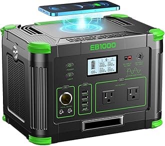 Portable Power Station 1000W, 999Wh Solar Powered Generator with 110V AC Outlet, PD 60W Fast Charging Backup Lithium Battery Pack Power Supply for Outdoor Home Camping Travel Emergency RV Van