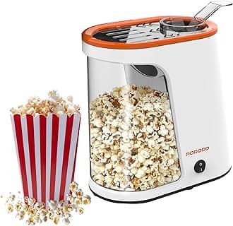 Porodo Lifestyle Popcorn Maker With Detachable Tank, 1200W Power, 2-4 Min Preparation Time, 60g Kernel Capacity, Quick & Efficient - White