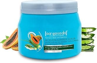 Aryanveda Aloe vera & Papaya Face Scrub For All Skin Types | Exfoliates Gently With Real Fruit Extracts | Purifies Deeply & Removes Dead Skin Cells | Rejuvenates Skin & Provides Healthy Glow, 400 gm