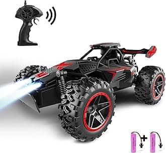 Remote Controlled Car from 3 4 5 6 7 8+ Years Children, 2.4 GHz RC Car Toy with LED Lights, Alloy Housing, 15 + km/h Racing Car Remote Controlled, 2WD RC Car Crawler Gift Girls Boys Black Red