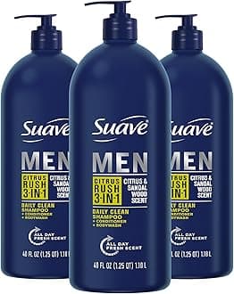 Suave Men Citrus Rush 3-in-1 Daily Clean Shampoo + Conditioner + Body Wash