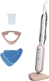 Russell Hobbs Upright Steam Mop, 1.4kW Power, 350ml Water Tank, 30-Second Heat-up, 15-Minute Run-Time, Sealed Hard Floors, Tiles, Vinyl Flooring, Carpets, Rugs in Blush Pink, RHSM1001BP-G