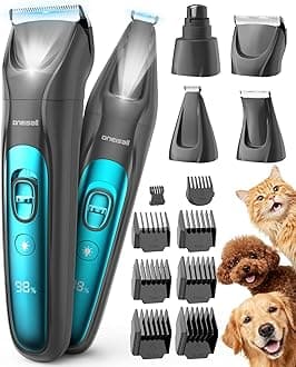 Dog Clippers & Paw Trimmer 4 in 1 Grooming Kit, Dog Grooming Clippers (Black)