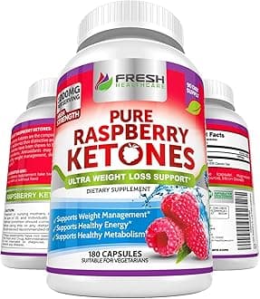 Pure 100% Raspberry Ketones Max 1000mg Per Serving - 3 Month Supply Non GMO - Advanced Weight Loss Support - 180 Capsules