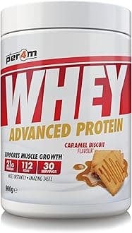 Whey Protein Powder | High Protein Shake for Muscle Growth & Recovery | Low Sugar Gym Supplement | Sports Nutrition Drink + Amino Acids (900g, Caramel Biscuit)