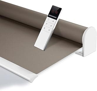 ZSHINE Motorized Blackout Window Blinds Customize Width (23-95 Inches) Remote Control Wireless and Rechargeable Roller Shades Blinds for Windows, Home, Office, Hotel, Club, Restaurant(82010E Bronze)