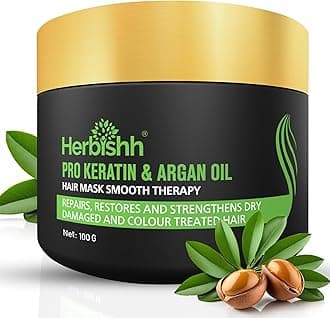 Herbishh Argan Hair Mask-Deep Conditioning & Hydration For Healthier Looking Hair-100Gm For Very Dry, Weak, Stressed Out Hair