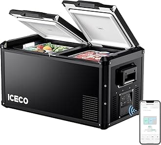 ICECO VL75 ProD Portable Refrigerator, Multi-directional Lid, Dual USB & DC 12/24V, AC 110-240V, 75L Dual Zone Steel Compact Refrigerator Powered by SECOP, 0℉ to 50℉, Home & Car Use [Upgrade]