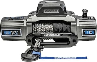 1710201 SX10SR 12V DC Winch 10,000 Lb/4,536 Kg Single Line Pull With Hawse Fairlead, 3/8in X 80ft Synthetic Rope, Corded Handheld And Wireless Remote