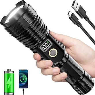 Flashlights High Lumens Rechargeable, 100,000LM LED Super Bright Flash Light, Zoomable Linternas with LCD Digital Display, 5 Mode, Waterproof, Powerful Tactical Flashlight for Emergencies Camping Gift