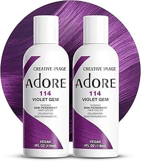 Adore Semi Permanent Hair Color - Vegan and Cruelty-Free Purple Hair Dye - 4 Fl Oz - 114 Violet Gem (Pack of 2)
