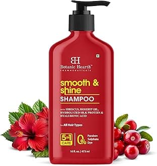 Botanic Hearth Smooth & Shine Shampoo | Hibiscus, Rosehip Oil, Hydrolyzed Silk Protein & Hyaluronic Acid | Paraben & Sulfate Free | 16 fl oz (473 ml)