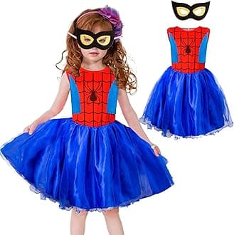 Princess Costumes for Girls, Spider Girl Costume Halloween Costume with Hero Spider Mask Gohst Spider Costume for Kids Fancy Dress Outfit for Halloween Carnival Masqurade party