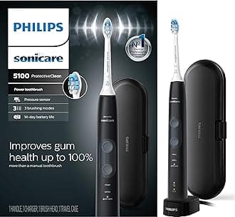 Sonicare Philips ProtectiveClean 5100 Gum Health, Rechargeable Electric Power Toothbrush, Black, HX6850/60