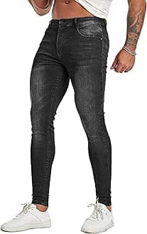 FIILIMERMen's Super Skinny Stretch Tapered Leg Slim Fit Ripped Distressed Jeans…