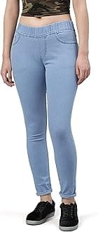 ADBUCKS Women's Slim Fit Mid Rise Jeggings -, Skinny, Wide Leg Jean, Elasticated