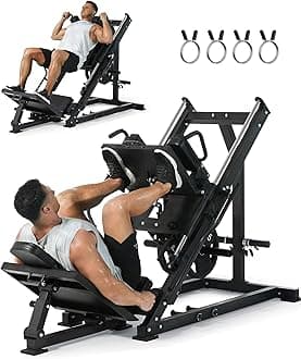 Leg Press Hack Squat Machine Combo, 2 in 1 Workout Machine for Home Gym with Linear Bearing & Solid Steel Pipe, Lower Body Strength Training Equipment for Quads, Hamstring, Glutes, Calves