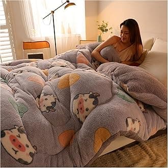 RRNAR Down Duvet, Cashmere Quilt, Quilt/quilts, Comforter, Winter Quilt Thicken Lamb Cashmere Duvet for All Seasons, Soft and Durable Heavy Quilts, Machine Washable,G,150x200cm(3.5kg) [Energy Class A]