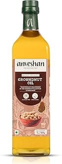Anveshan Wood Pressed Groundnut Oil, 1000 ML, Glass Bottle (Kolhu/ Kacchi Ghani)