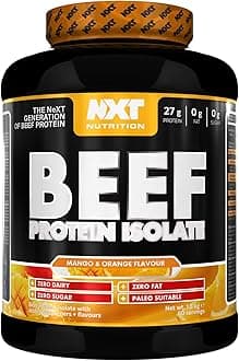 Beef Protein Isolate Powder - Protein Powder, Alternative to Whey Protein and Vegan Protein Powder, Halal, Lactose, Dairy, Gluten, and Soy Free - 1.8Kg Orange Mango