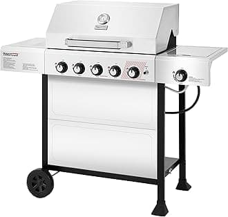 Royal Gourmet GA5401T 5-Burner Propane Gas Grill with Sear Burner and Side Burner, Stainless Steel BBQ Grill with 632 Sq. In. Grilling Area for Outdoor Barbecue Cooking, 64,000 BTUs, Silver