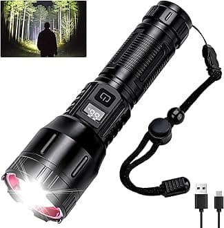 Ewenele Flashlight High Lumens Rechargeable, 99,000 High Lumens Handheld Tactical LED Flashlights Battery Powered, Zoomable Super Bright Flash Light with 3 Modes, USB C, Waterproof for Emergency