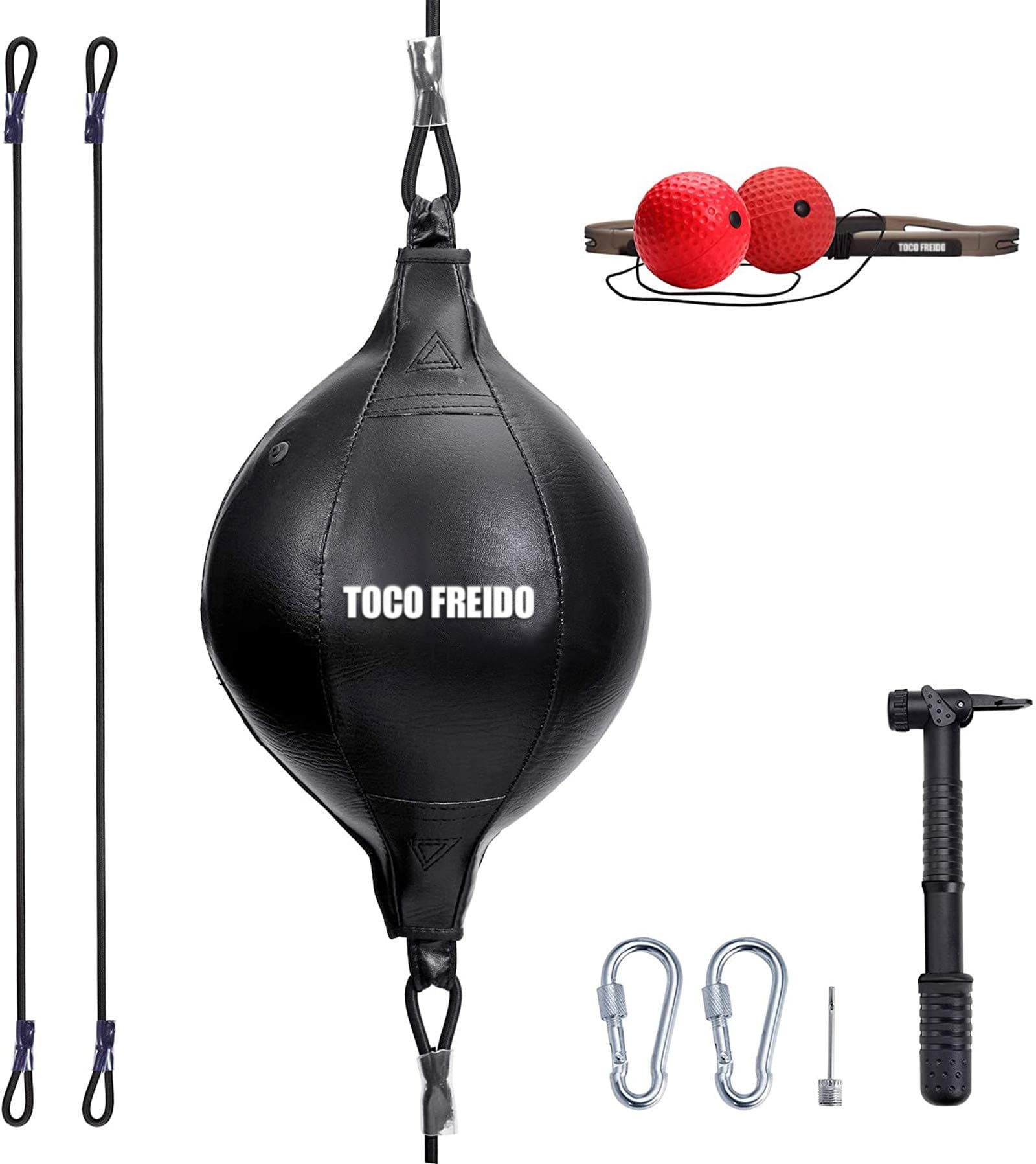 TOCO FREIDO Double End Punching Ball, Speed Bag with Difficulty Levels Boxing Reflex Ball with Headband, Perfect for Reaction, Agility, and Hand Eye Coordination Training
