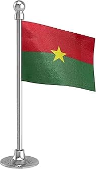 The Flag Corporation Burkina Faso Car Dashboard Flag 2in x 3in with a Plastic Liquid Chrome Base