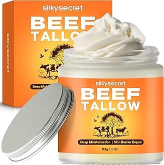 Beef Tallow for Skin (4 Oz), Beef Tallow for Face, Grass-Fed Tallow and Honey Balm, Organic Whipped Tallow Balm for Skin Care, Beef Tallow Moisturizer for All Skin Types (Unscented)