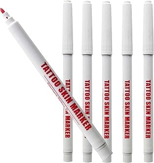 Element Tattoo Supply Tattoo Stencil Marker Bold Red Skin Safe No Smear Surgical Precision Pen Professional Tattoo Outline Drawing Supply Long Lasting Clean Lines for Tattooing 5-Pack