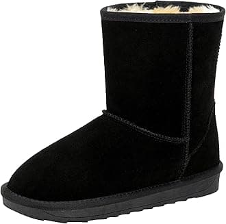 VeposeWomen's Winter Snow Boots Warm Fur Mid Calf Tall Suede Fuzzy Slip on Shoes