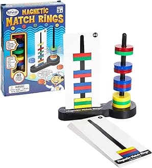 Popular Playthings Magnetic Match Rings, Stacking and Matching Magnets Game for Kids, Stem Magnet Movers Learning Toy with 40 Challenges