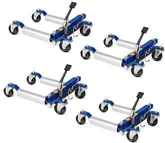 TUFFIOM Car Wheel Dolly Jack Set of 4, Hydraulic 6000-lbs Car Skates, 12'' Wheel Vehicle Positioning Jack, Heavy Duty Rollers with Foot Pedal for Tire Auto Repair Moving, Blue