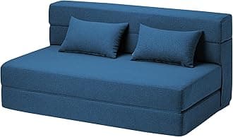 SUYOLS Folding Sofa Bed with Pillows- Convertible Chair Floor Couch & Sleeping Mattress, Foldable Memory Foam Sleeper for Living Room/Dorm/Guest Room/Home Office/Apartment/Loft, Full, Navy Blue
