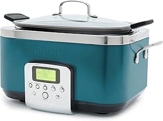 Elite 8-in-1 Programmable 6QT Electric Slow Cooker, Dishwasher Safe Lid & Removable Crock, PFAS-Free Healthy Ceramic Nonstick Multi-Cooker, Sear, Sauté/Brown, Steam Basket, Roast, Deep Teal