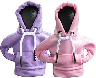 2Pcs Car Shift Knob Hoodie,Gear Shift Hoodie,Funny Sweater Hoodie for Gearshift,Automotive Interior Accessories（Purple and Pink）
