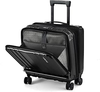 TydeCkare 16" Carry on Luggage with 2 Laptop Compartments, Lightweight Hardshell ABS+PC Suitcase with Dual Control TSA Lock, with YKK Zipper, 4 Spinner Silent Wheels, for Business Travel, Black