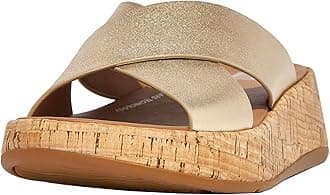 FitFlopF-mode Leather/Cork Flatform Cross Slide womens Flat Sandal
