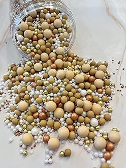 Metallic/Shimmer Balls Edible Cupcake Cake Topper Sprinkles (35g Pouch) (Nude MIx)