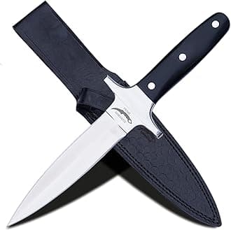 Full Tang Dagger Knife with Leather Sheath- Double Edge Knife for Outdoor Work- Best Handmade Gift