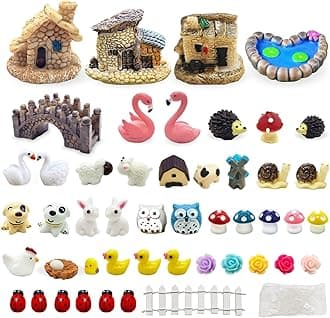 Dracarys Selected 50 Pieces Fairy Garden Accessories, Animals, Miniature Figurines, Micro Landscape Ornaments Kit, DIY, Environmental Resin