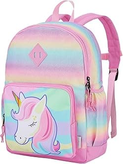 VASCHY Backpack for Little Girls, Cute Rainbow Lightweight Water Resistant Preschool Backpack for Girls w Chest Strap