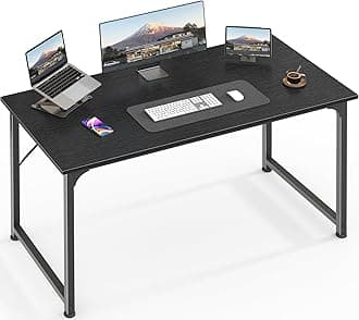 Huuger Modern Simple Office Desk, 40 Inch Gaming Desk with Storage, Black Metal Frame, Large Legroom