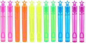 HENBRANDT Neon Star Party Bubble Tubes with Wand (Pack of 12) Children's 4ml Party Bubbles Loot Bag Fillers Summer Games for Boys and Girls Kids Party Bags