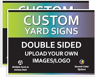 VSE | Custom UV Printed Made-To-Order Plastic Yard Signs | 24x18 inch | Upload Your Image or Artwork and Add Text | Choose from Multiple Background and Font Colors | Add on Accessories and Stakes (40)