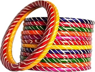 Kanganas FashionWomen's Beautiful Traditional Rajasthani Lahariya Lac Bangles (Multicolor )
