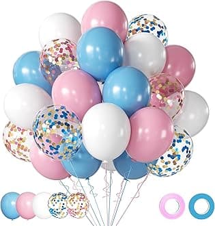 Pink & Blue Latex Balloon Set - 12 Inch Gender Reveal Balloon Pink and Blue Balloons for Gender Reveal, Birthday, Wedding & Bridal Shower Decor