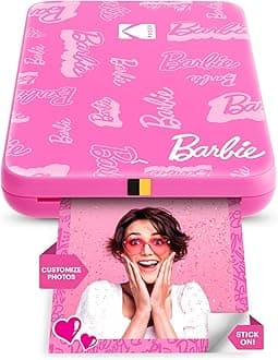 - x Barbie Instant Smartphone Portable Photo Printer, Full Color, Wireless, Zink 2x3” (5.1x7.5 cm) Sticky-Back Photos, Print from iOS & Android Devices with Fun Editing App, Signature Style