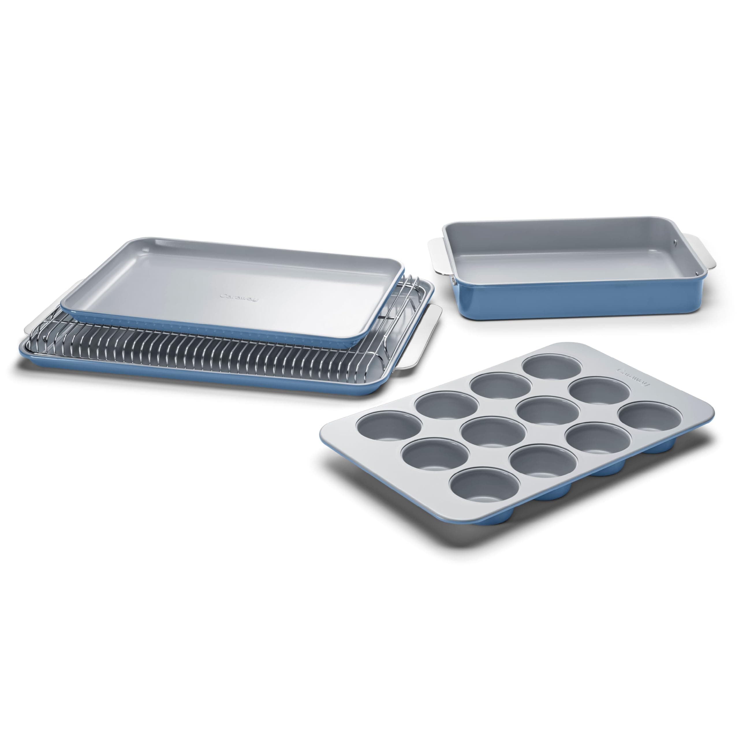 Caraway Nonstick Ceramic Bakeware Set (5 Pieces) - Baking Sheets, Assorted Baking Pans & Storage - Aluminized Steel Body - Non Toxic, PTFE & PFOA Free - Slate
